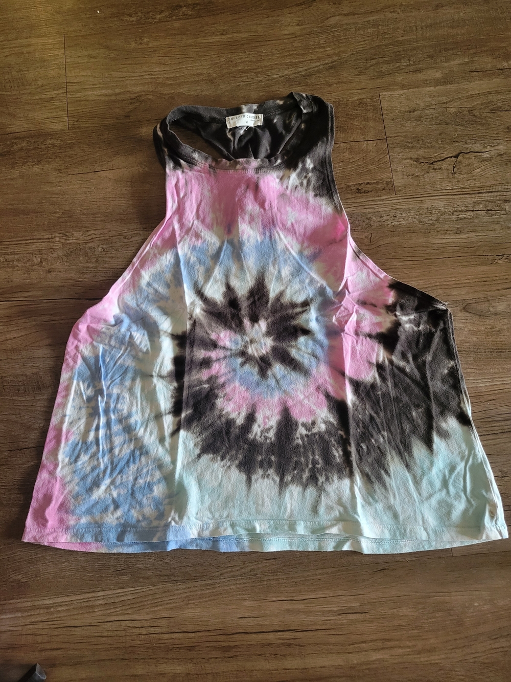 Electric & Rose Pink, Blue & Black Tie-Dye Tank